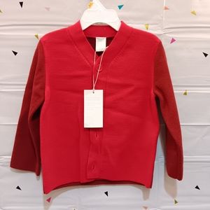 NWT COS 100 % Wool red button down long sleeve sweater for baby boy/ Size: 1/2yr
